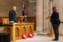 Cllr Vicky Nicolson lays a wreath on behalf of City of Edinburgh Council