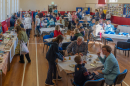 The large hall with tea, coffee, baking and craft stalls