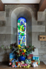 Harvest donations displayed in the vestibule