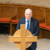Eddie Thorn reads the intimations and welcomes Rev Angus Mathieson